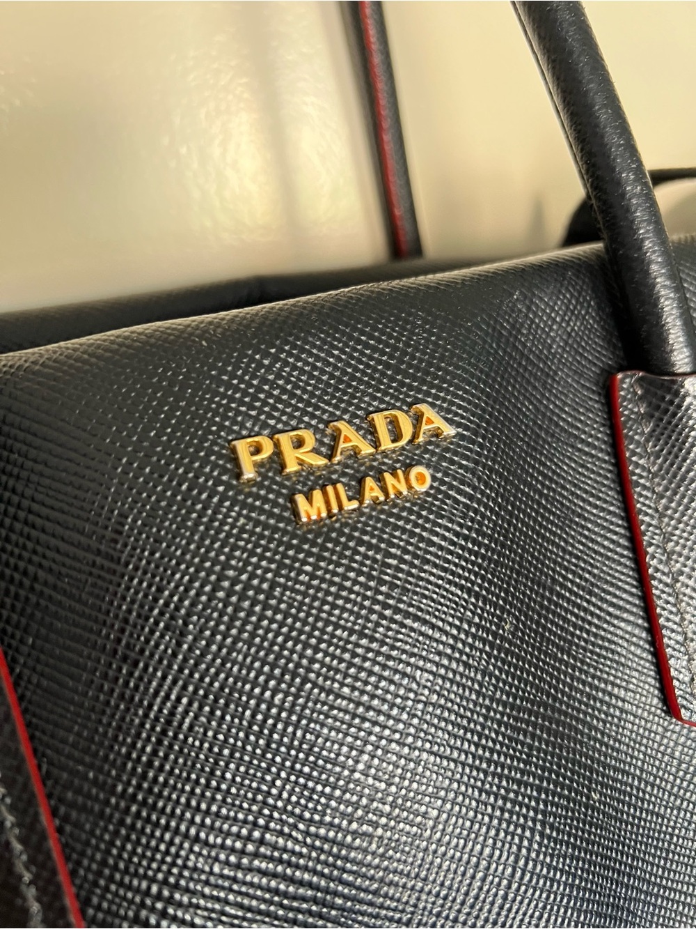 Prada Black Saffiano Tote with Gold Hardware - Picture 3 of 7